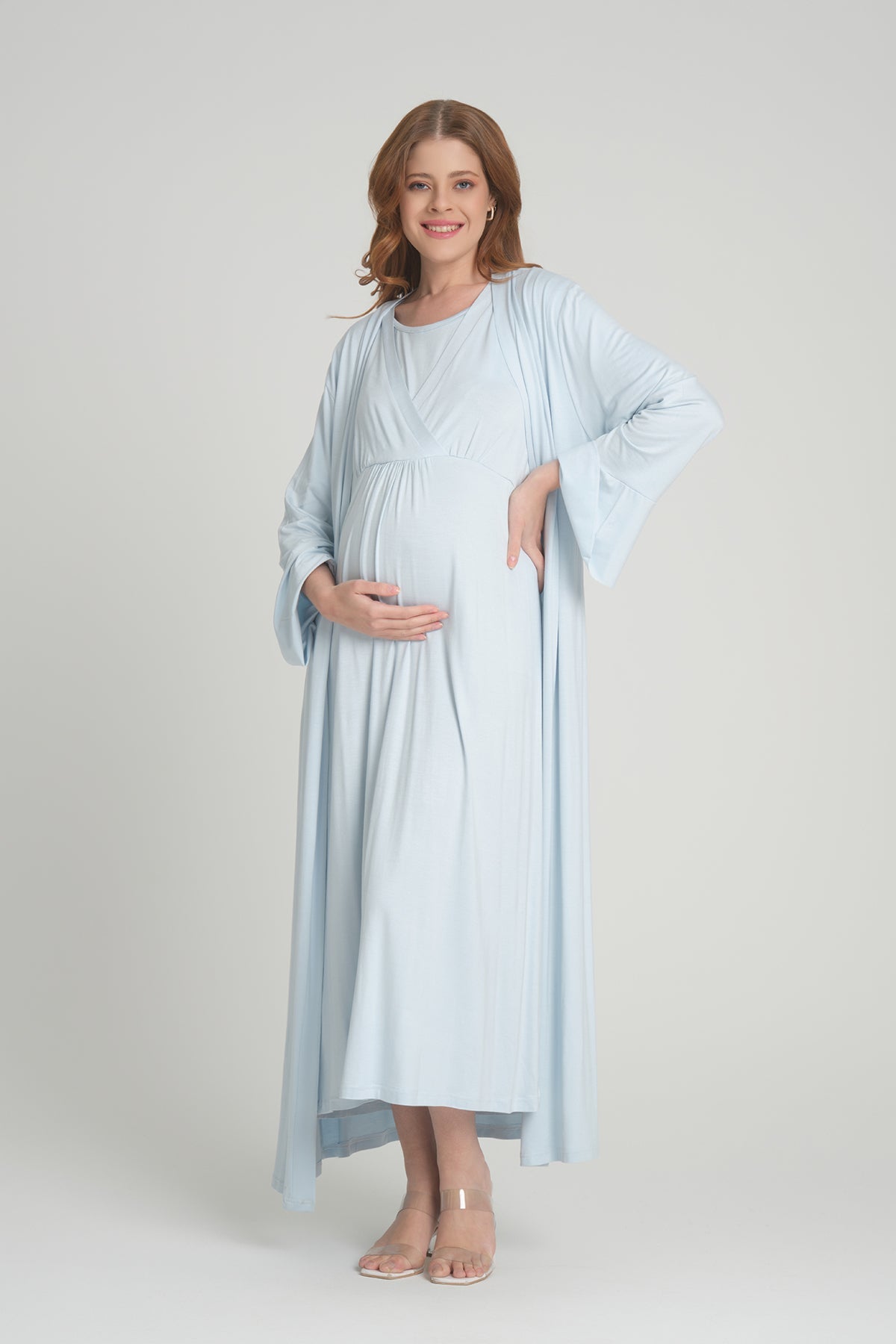 Sabahlıklı Kruvaze Lohusa Gecelik Takımı - 2390