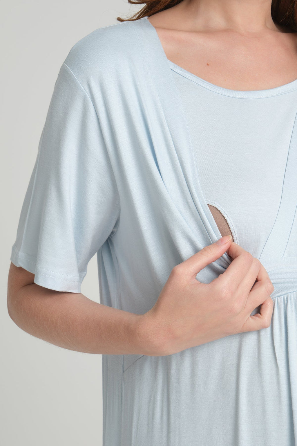 Sabahlıklı Kruvaze Lohusa Gecelik Takımı - 2390