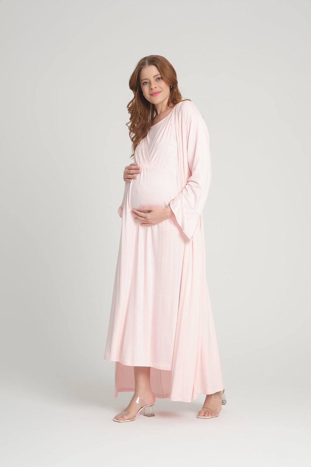 Sabahlıklı Kruvaze Lohusa Gecelik Takımı - 2403