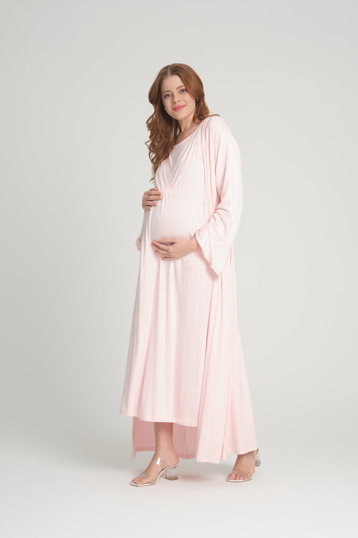 Sabahlıklı Kruvaze Lohusa Gecelik Takımı - 2403