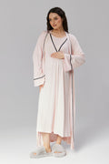 Pembe Biyeli Sabahlıklı Kruvaze Lohusa Gecelik Takımı