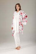 Pembe Desenli Şifon Sabahlıklı Lohusa Pijama Takımı 813
