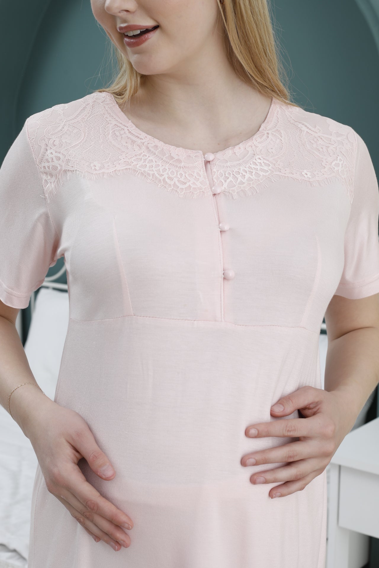 Önden Düğmeli Sabahlıklı Lohusa Pijama Takımı - 2361