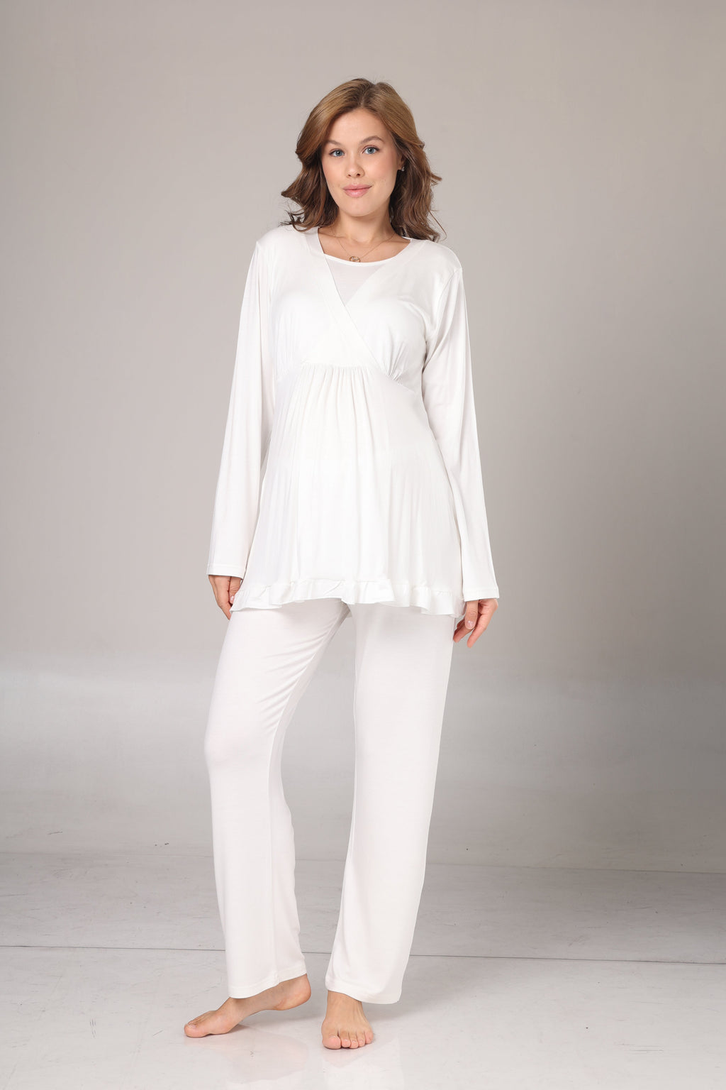 Uzun Kollu Jakar Sabahlıklı Lohusa Pijama Takımı-1030