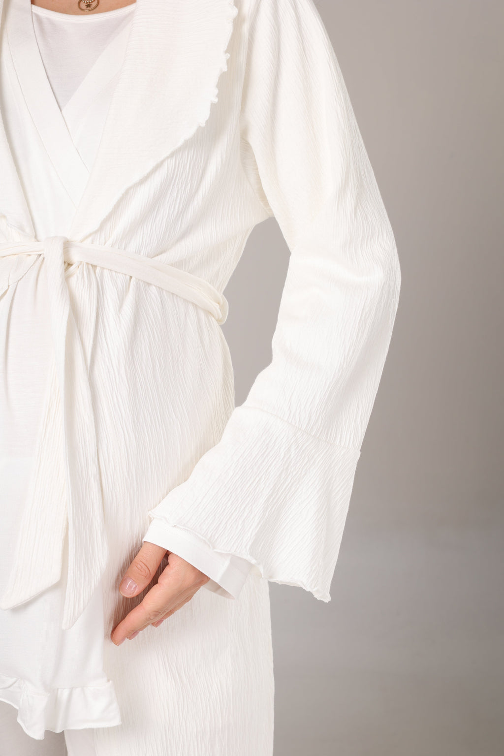 Uzun Kollu Jakar Sabahlıklı Lohusa Pijama Takımı-1030