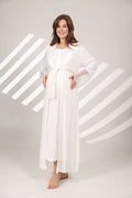 Dantel Yakalı Pamuklu Sabahlıklı Lohusa Gecelik Takımı - 576