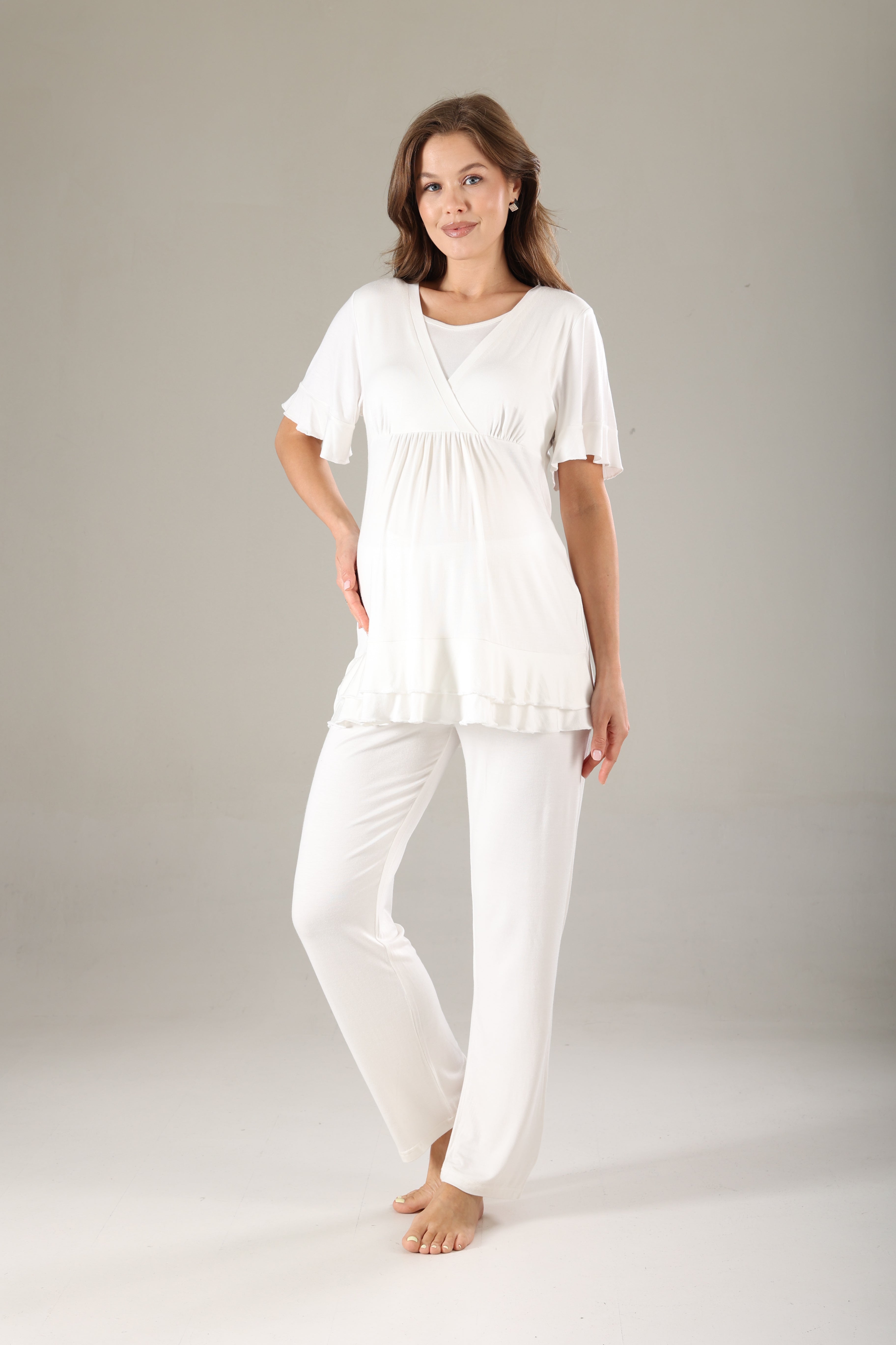 Yeşil Jakarlı Sabahlıklı Lohusa Pijama Takımı 819