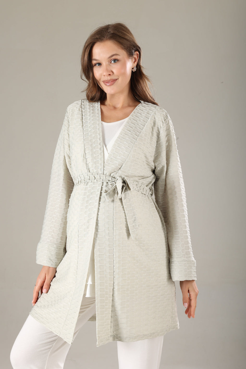 Yeşil Jakarlı Sabahlıklı Lohusa Pijama Takımı 819