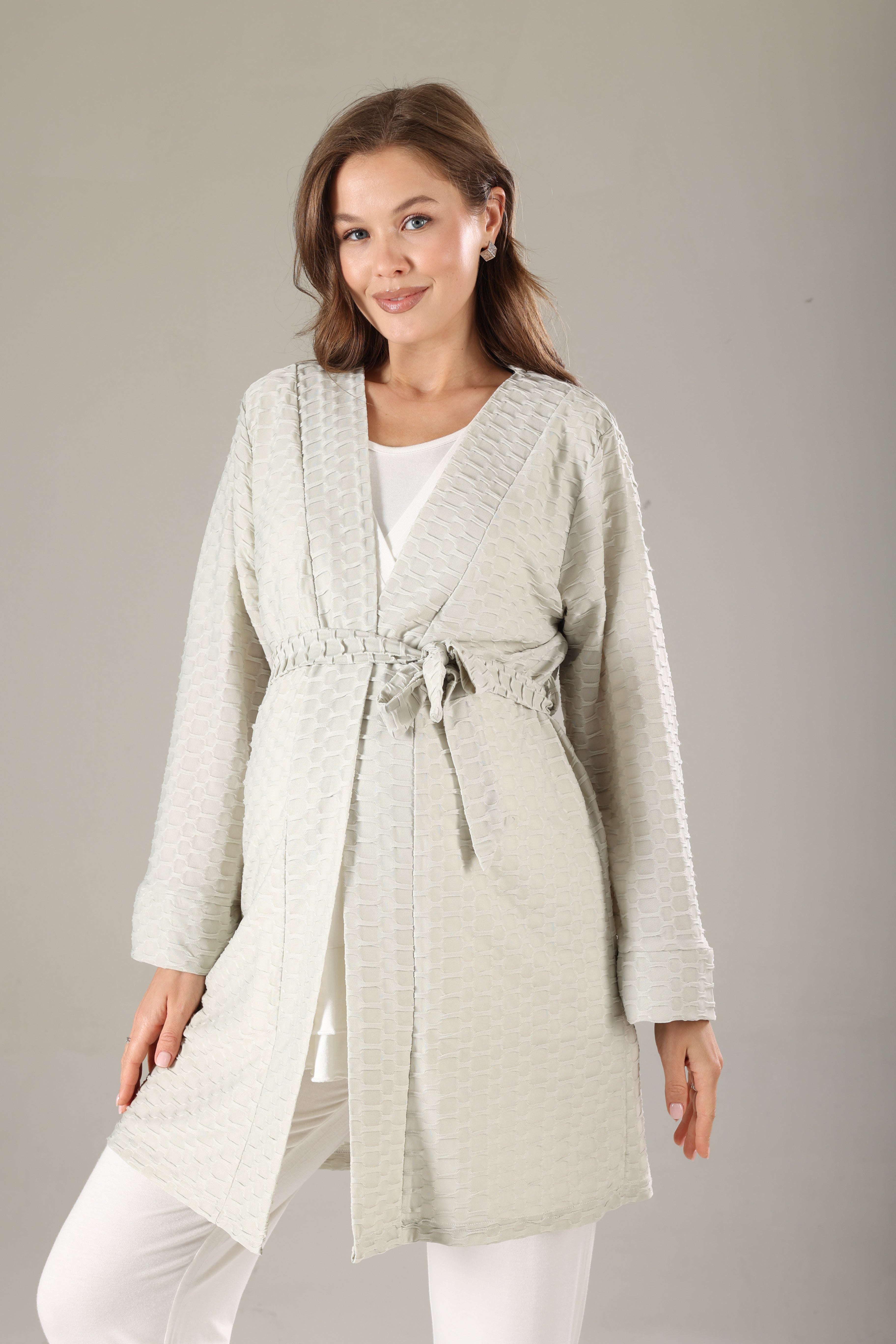 Yeşil Jakarlı Sabahlıklı Lohusa Pijama Takımı 819