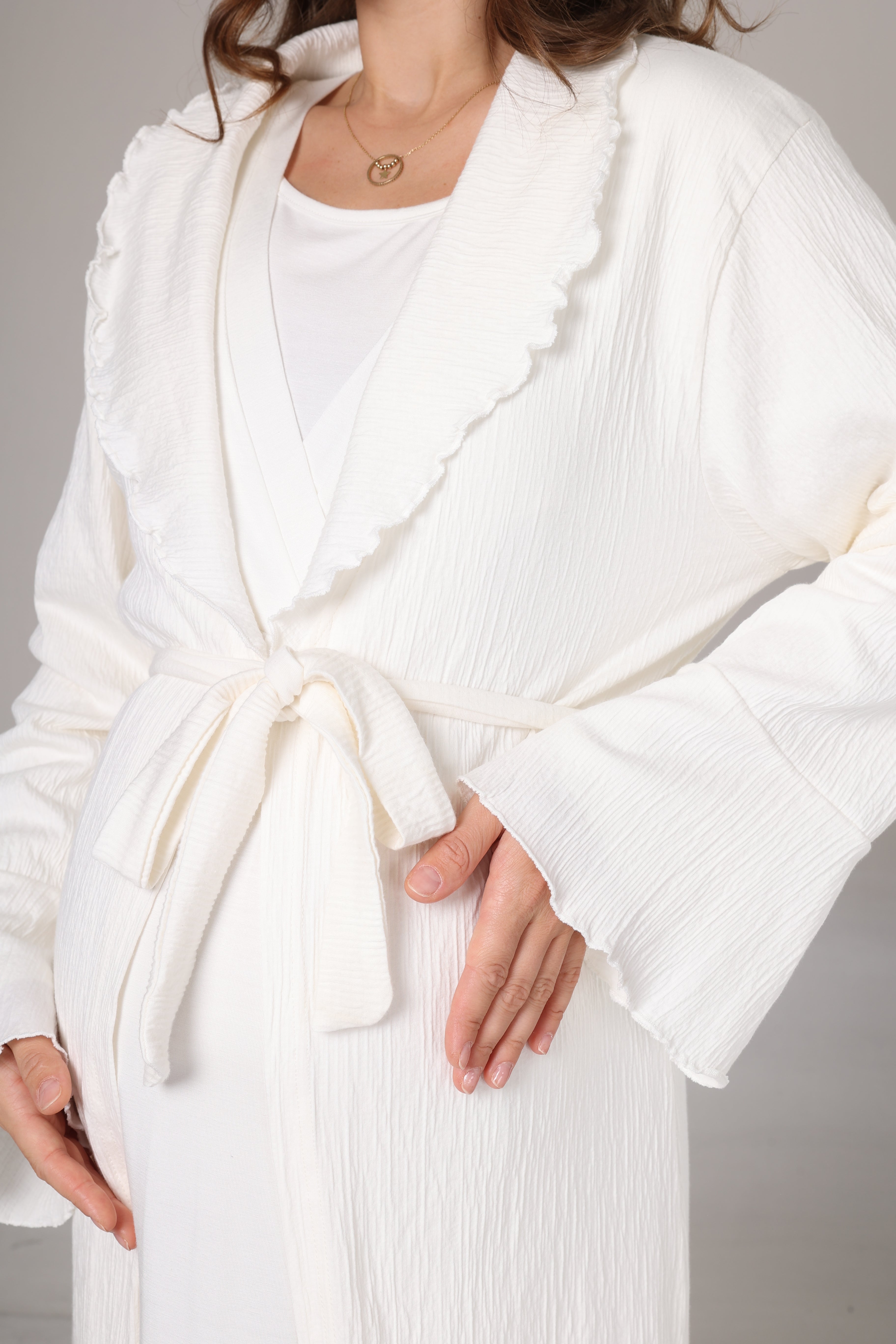 Jakar Sabahlıklı Uzun Kol Yumuşak Dokulu Lohusa Gecelik Takımı - 1031