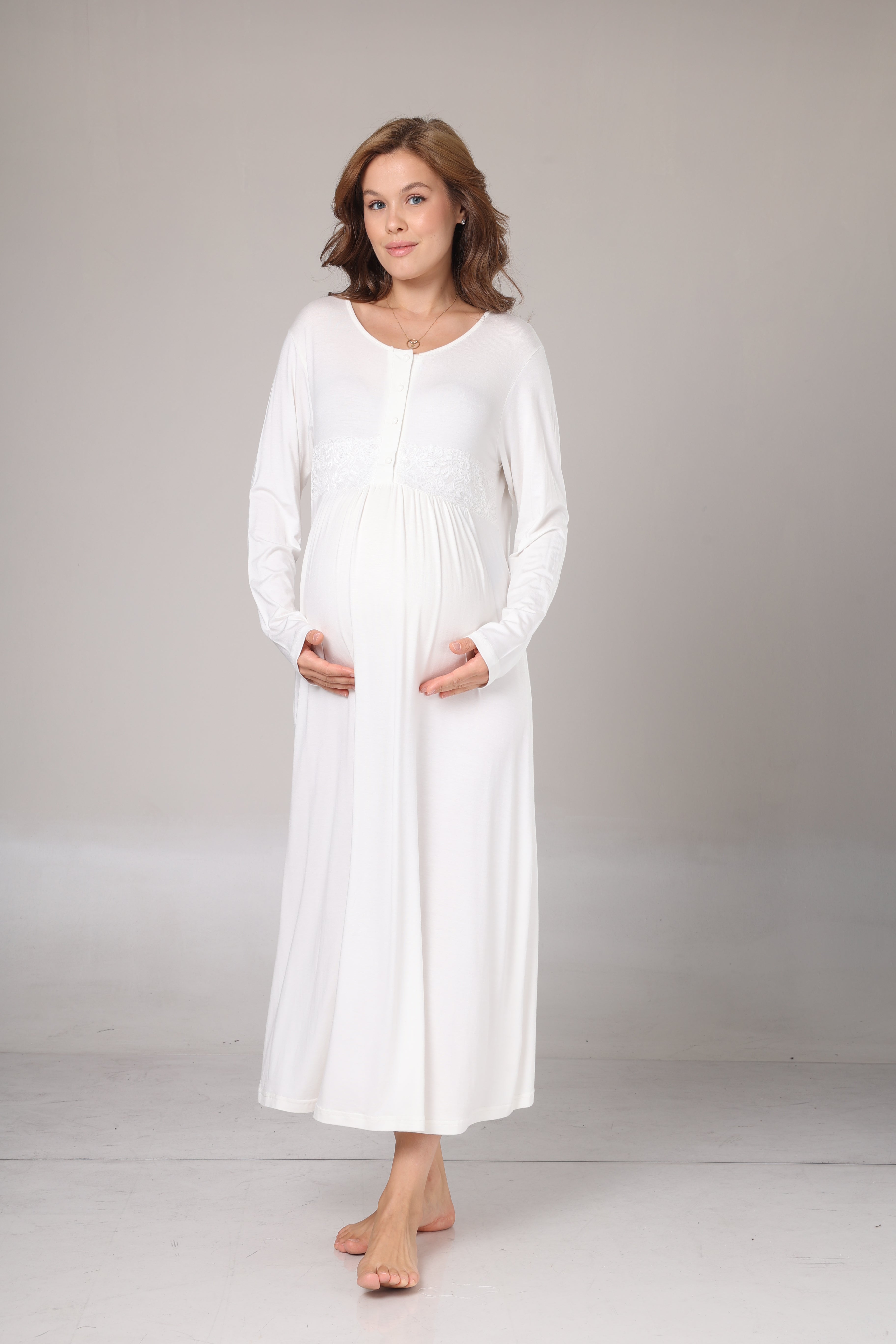 Bej Kışlık Krep Sabahlıklı Elite Gecelik Takımı-1018