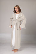 Bej Kışlık Krep Sabahlıklı Elite Gecelik Takımı-1018