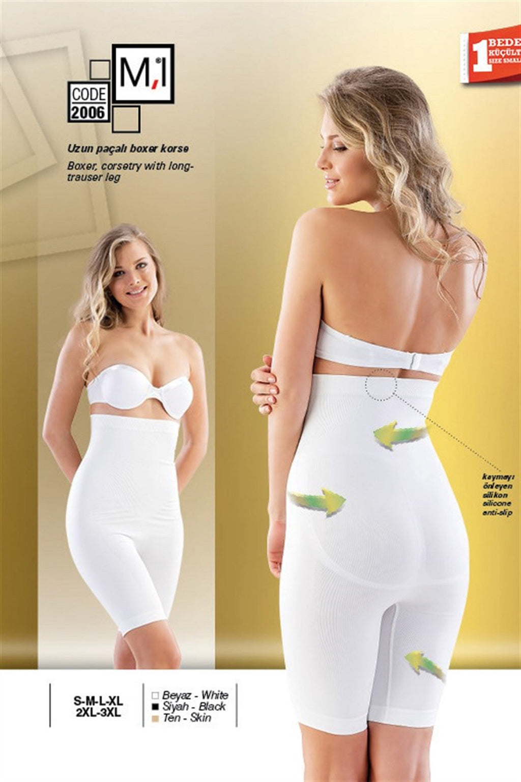 Emay 2006 Uzun Paçalı Dikişsiz Boxer Lohusa Korse - Hamileco Homewear