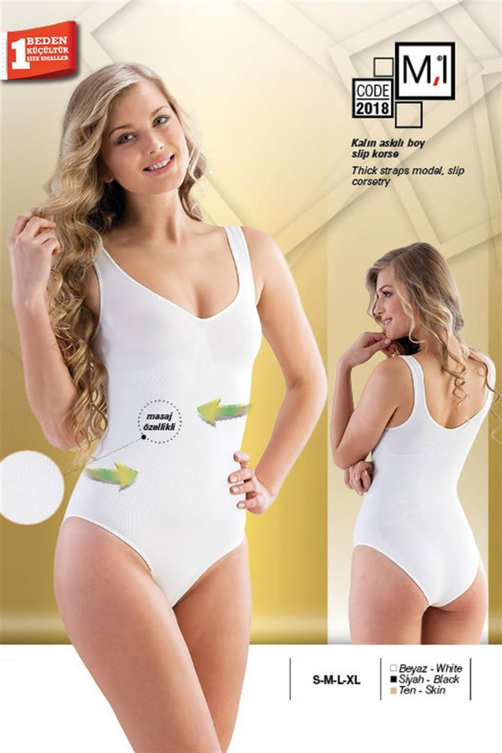 Emay 2018 Dikişsiz Kalın Askılı Boy Slip Lohusa Korse - Hamileco Homewear