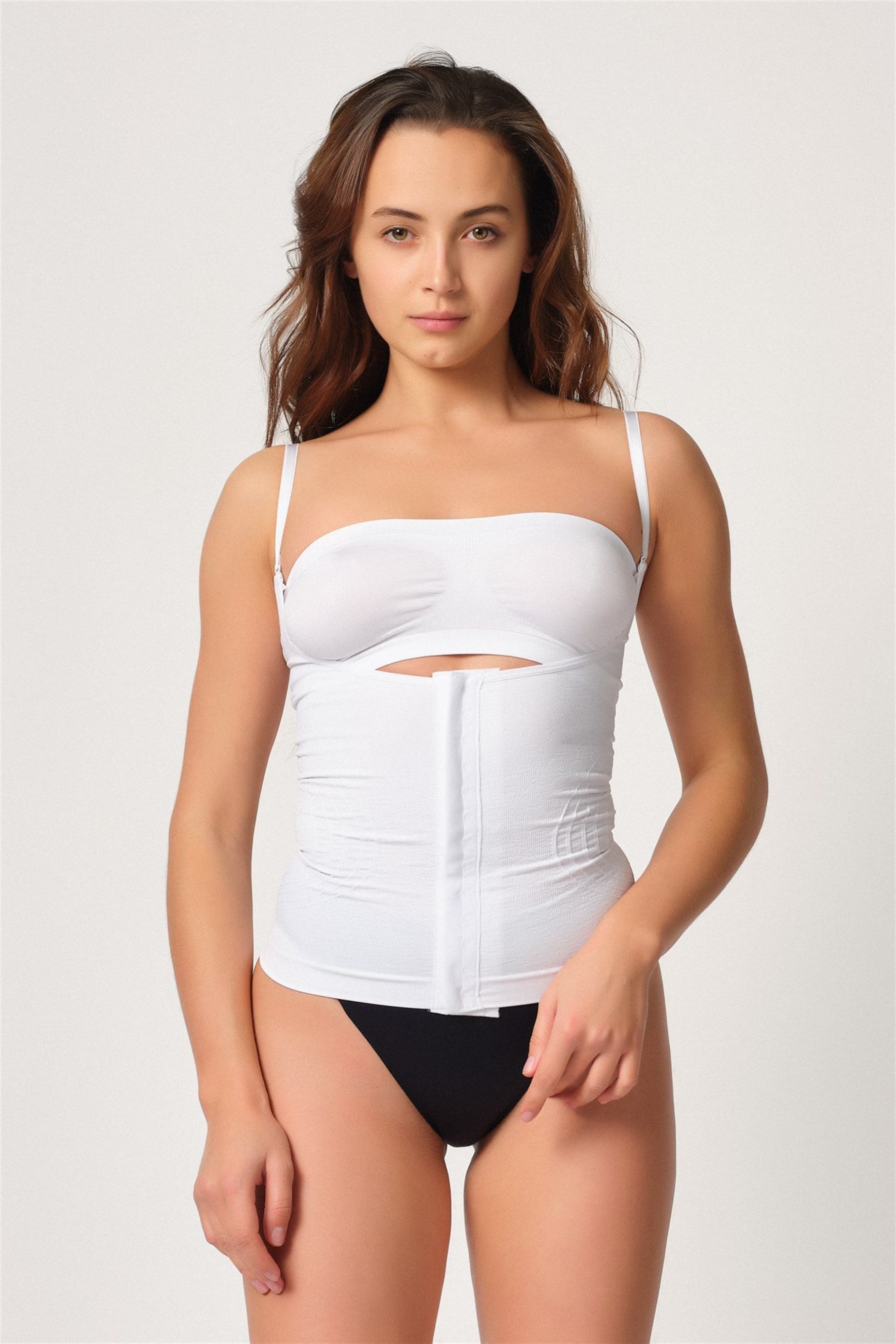 Emay 2030 Agraflı Göğsü Açık Atlet Lohusa Korse - Hamileco Homewear