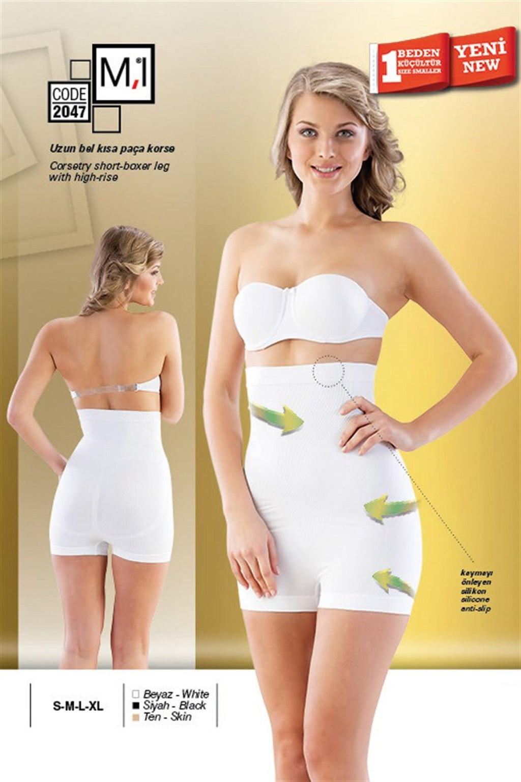 Emay 2047 Dikişsiz Uzun Bel Kısa Paça Boxer Lohusa Korse - Hamileco Homewear