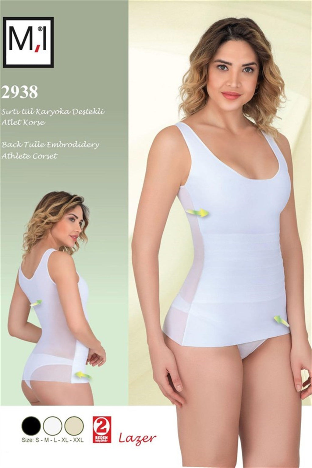 Emay 2938 Sırtı Tül Karyoka Destekli Atlet Lohusa Korse - Hamileco Homewear