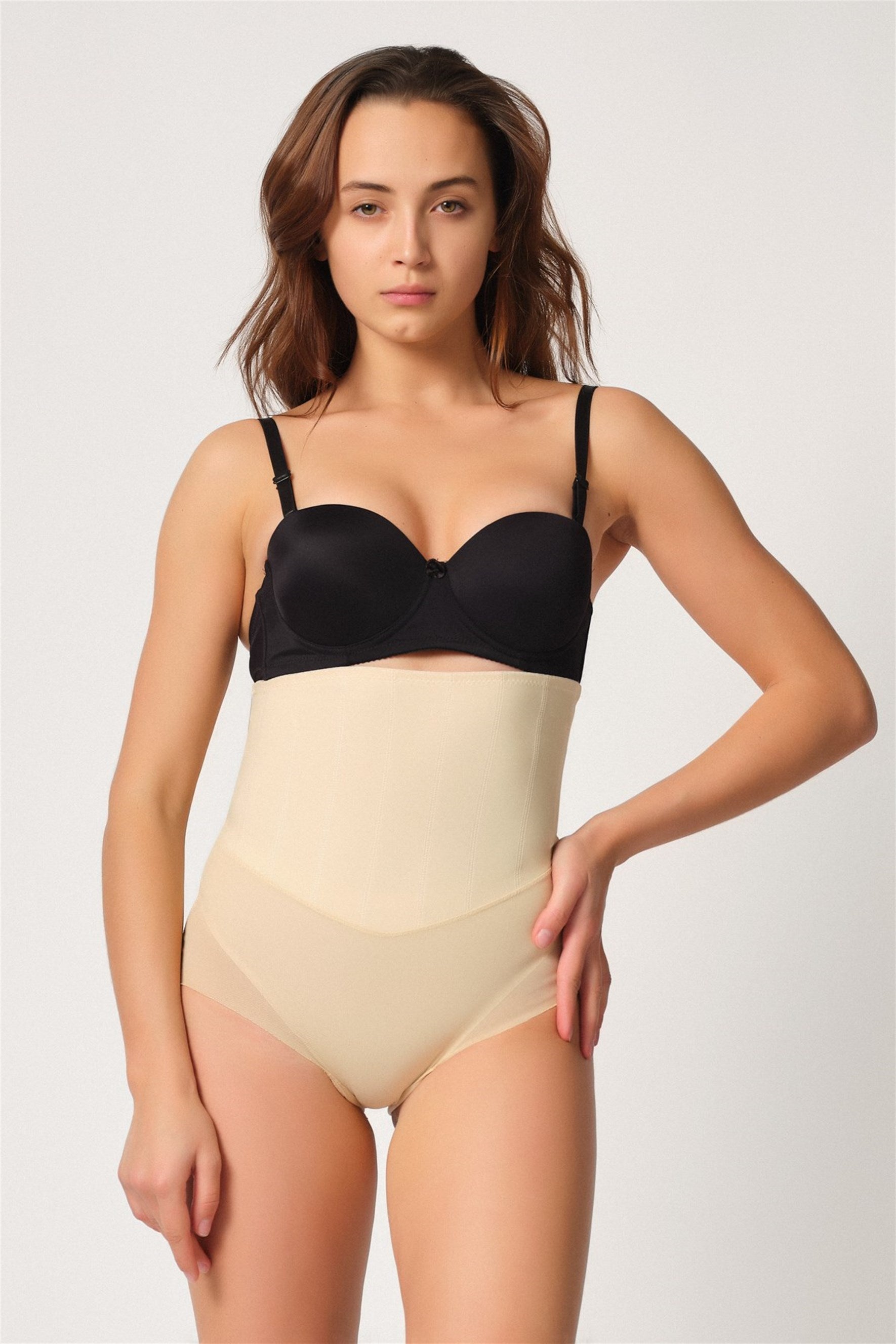 Emay 2945 Tül Karyokalı Lazer Slip Lohusa Korse Beyaz - Hamileco Homewear