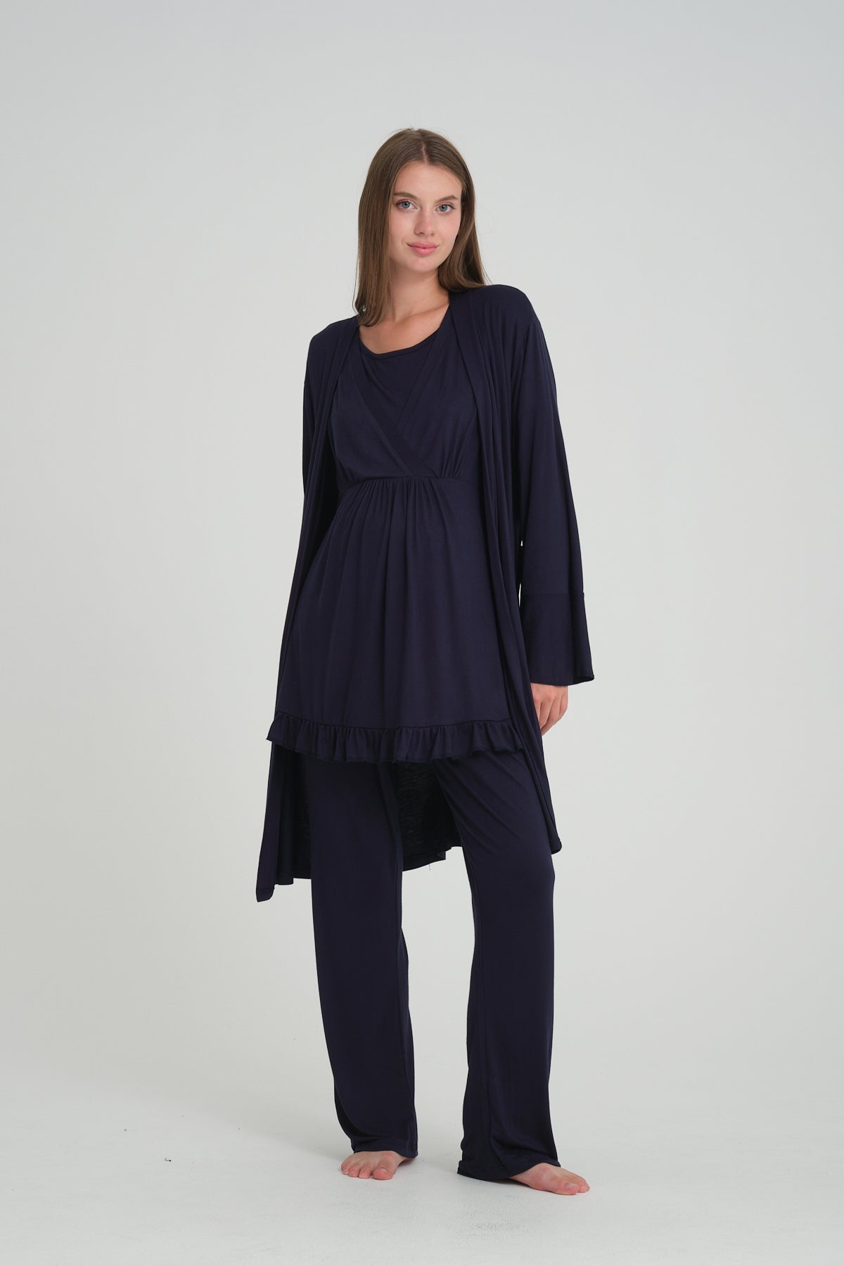 Sabahlıklı V Yaka Emzirme Özellikli Lohusa Pijama Takımı 532